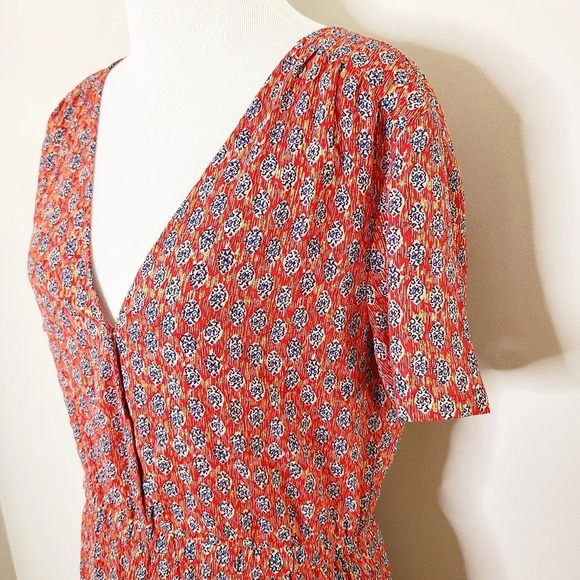 NWT Anthropologie See U Soon Red Boho Printed Dress S - Picture 3 of 8